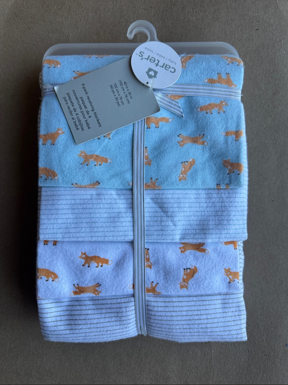 NWT Set of 4 Receiving Blanket Carter's Baby Fox